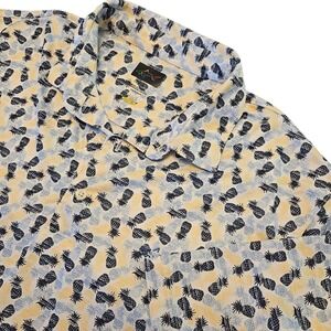 Men's Greg Norman Pineapple Golf Polo Sz‎ Large WHITE/NAVY/YELLOW